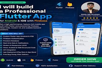 a professional flutter app for android and ios with firebase