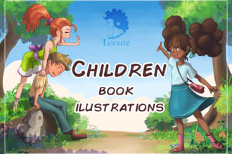 do children book ilustrations and stylized book covers