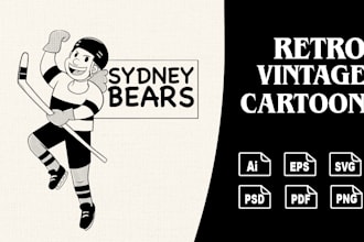 draw retro cartoon illustration for your business