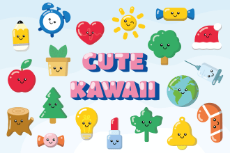 draw cute kawaii doodles, stickers, icons vector art illustration