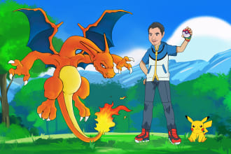 draw your portrait in pokemon anime style mother s day gift