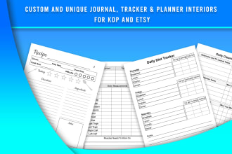create custom KDP journal, planner, logbook low content interior with covers