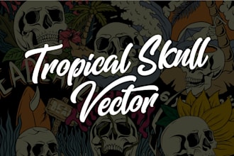 create tropical skull vector