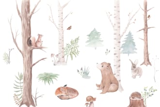 draw watercolor animals for you
