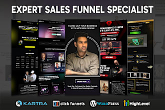 design sales funnels in clickfunnels, kartra, wordpress, gohighlevel