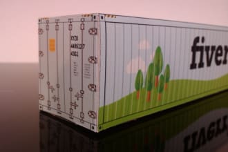 make a papercraft shipping container with your logo on it