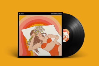 draw a retro psychedelic album cover