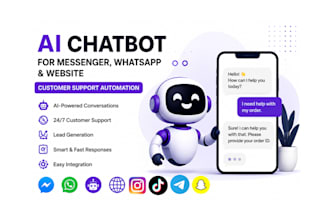 build ai chatbot for messenger whatsapp, and website customer support automation