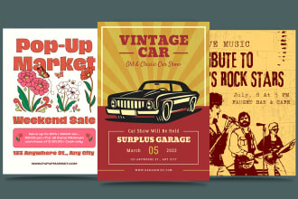 design retro or vintage posters, movies, music flyer