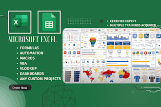 microsoft excel expert for dashboard,spreadsheet,chart,graph vba,formulas,macro