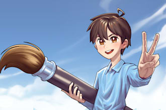 custom character art, anime or cartoon drawing