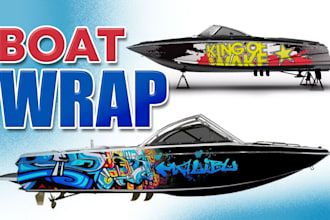 do amazing boat wrap designs, jet ski, watercraft, surfboard, unique ship wrap