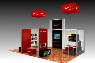 design eye catching exhibition backdrop, trade show booth, and signage design