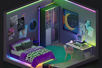 create a 3d room, scene, enviroment in blender