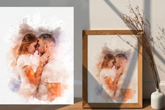do watercolor portrait from your wedding or anniversary image
