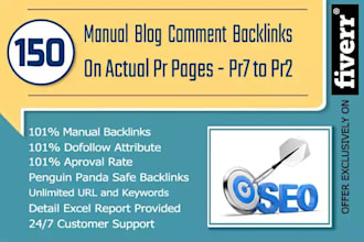 150 MANUAL Dofollow Backlinks on PR7 to PR2