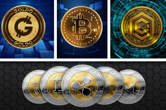 do realistic cryptocurrency challenge coin, crypto coin, crypto 3d logo or token