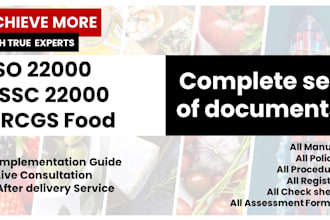 develop all documents for gmp, iso 22000, fssc, and brc