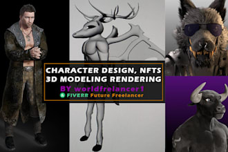 do a 3d modeling character 3d rendering nft character