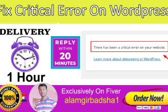 fix wordpress website critical error within 1 hour