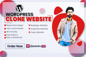 build, copy clone duplicate, design revamp wordpress website as elementor expert