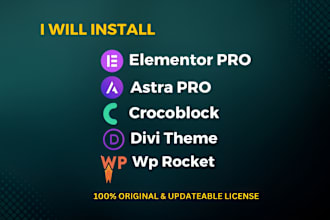 install elementor pro and wp rocket premium plugin