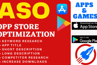 write play store and appstore game or app aso description