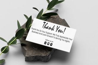 design unique thank you cards, amazing package inserts
