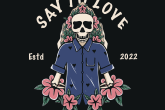 draw a vintage skull design for the tshirt and badge logo