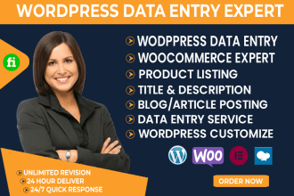 do wordpress data entry and woocommerce product listing