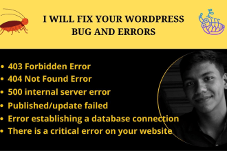 fix wordpress issues, wordpress bug fix or any wordpress help