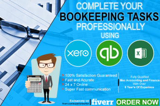 do bookkeeping using quickbooks online, xero, excel