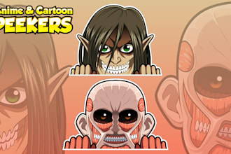 draw anime cartoon peeker stickers for merch or webstore