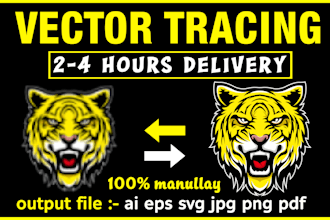 do vector tracing, vectorize image, vector logo to svg , pdf, png, jpg