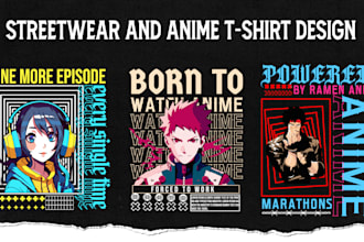 custom trendy streetwear and unique anime t shirt graphic