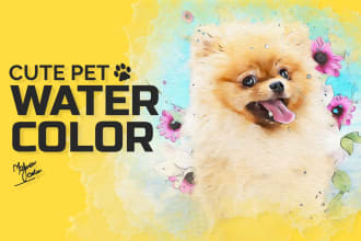 do digital pet watercolor illustration