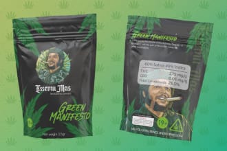 draw cartoon cannabis packaging design