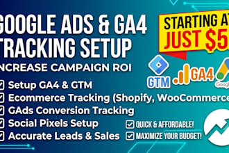 set up or fix google ads conversion tracking, GTM tag manager ga4 e commerce
