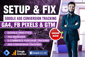set up or fix google ads conversion tracking, GTM tag manager ga4 e commerce