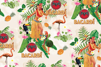 draw your hawaii tropical pattern repeat
