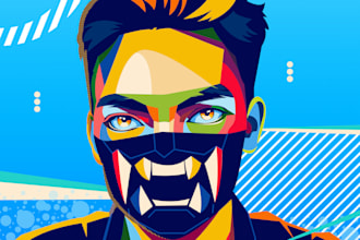 turn your potrait to fantastic colorful popart  in 24 hours