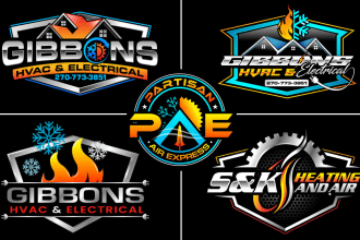 do construction heating hvac oil gas air conditioning plumbing logo