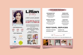 design media kit or rate card for micro influencer blogger model  brand business