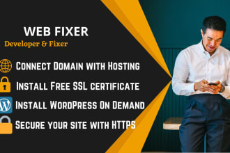 connect your domain with hosting install wordpress and SSL