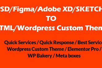 convert psd figma adobe xd sketch to HTML or wordpress