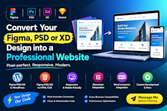 convert figma, PSD or xd to wordpress or HTML