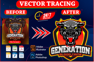 do vector tracing and line art from raster, image, logo, sketch, graphics