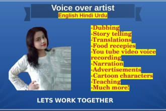 be your english urdu hindi voice dubbing artist
