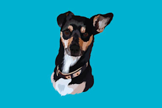 draw your cat,dog and any animals pet to portrait vector