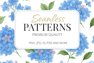 create seamless fabric pattern, floral design in 24 hours